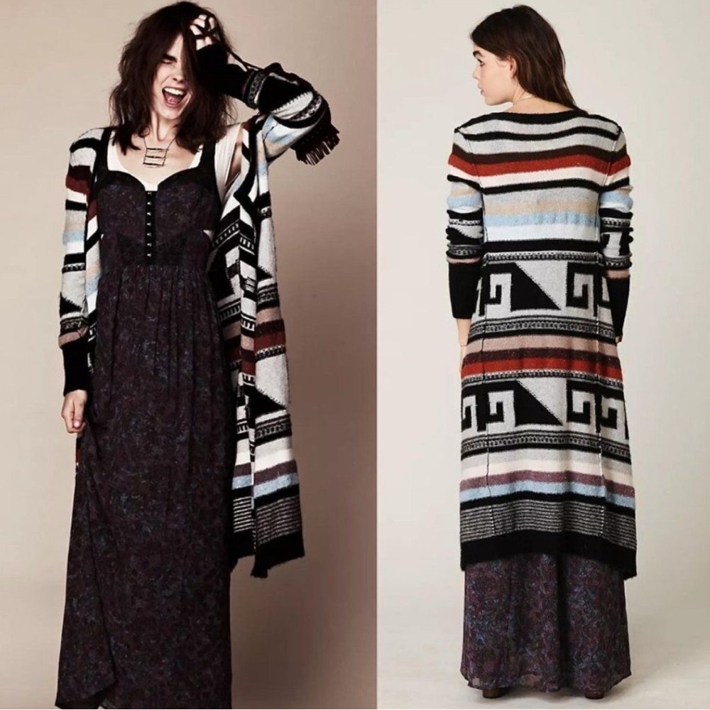 Free People Size S Rolla‎ Costa Cardigan Duster Southwestern Angora Wool Mohair